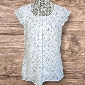 Rickis white top with prints and layered cap sleeve